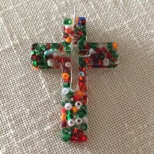 Multicolor Beaded Cross Pendant